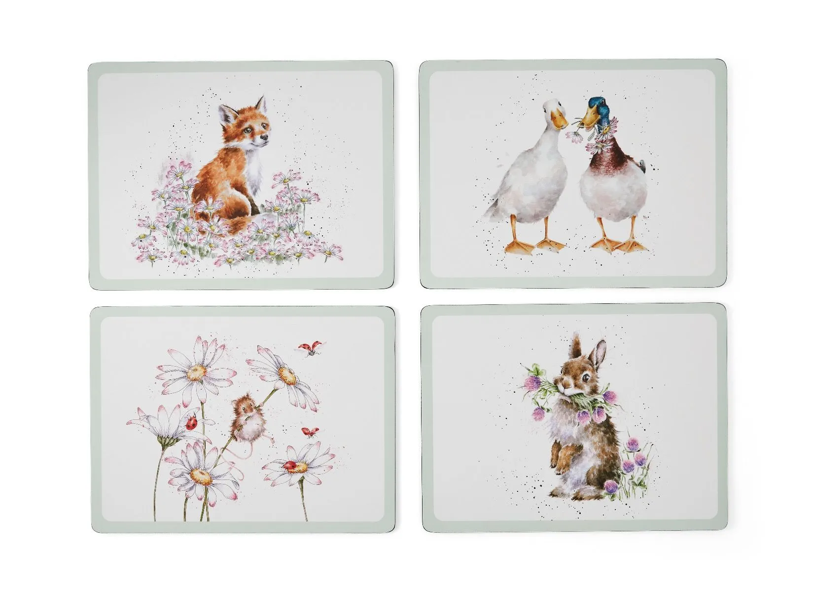 Wrendale Wildflower Animal Set of 4 Large Placemats